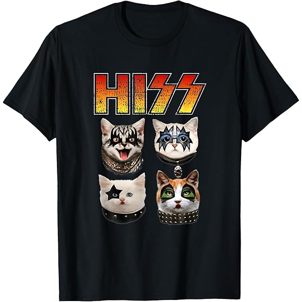 Amazon.com: Hiss Funny Cats Kittens Rock Rockin Short Sleeve T